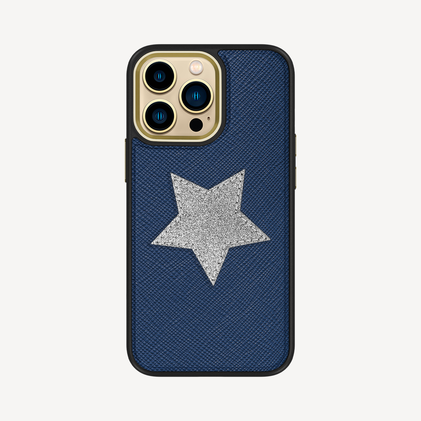 iPhone 14 Pro Max Phone Case, Saffiano Leather, Glitter V-Star