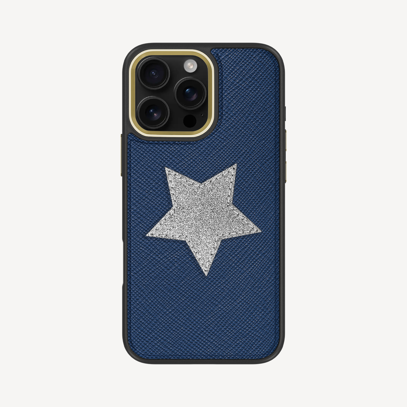 iPhone 16 Pro Max Phone Case, Saffiano Leather, Glitter V-Star