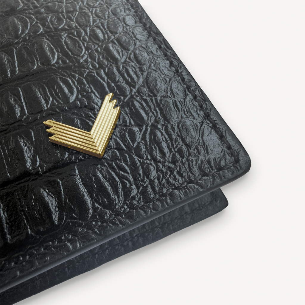 Classic Wallet, Calf Leather, Alligator Texture