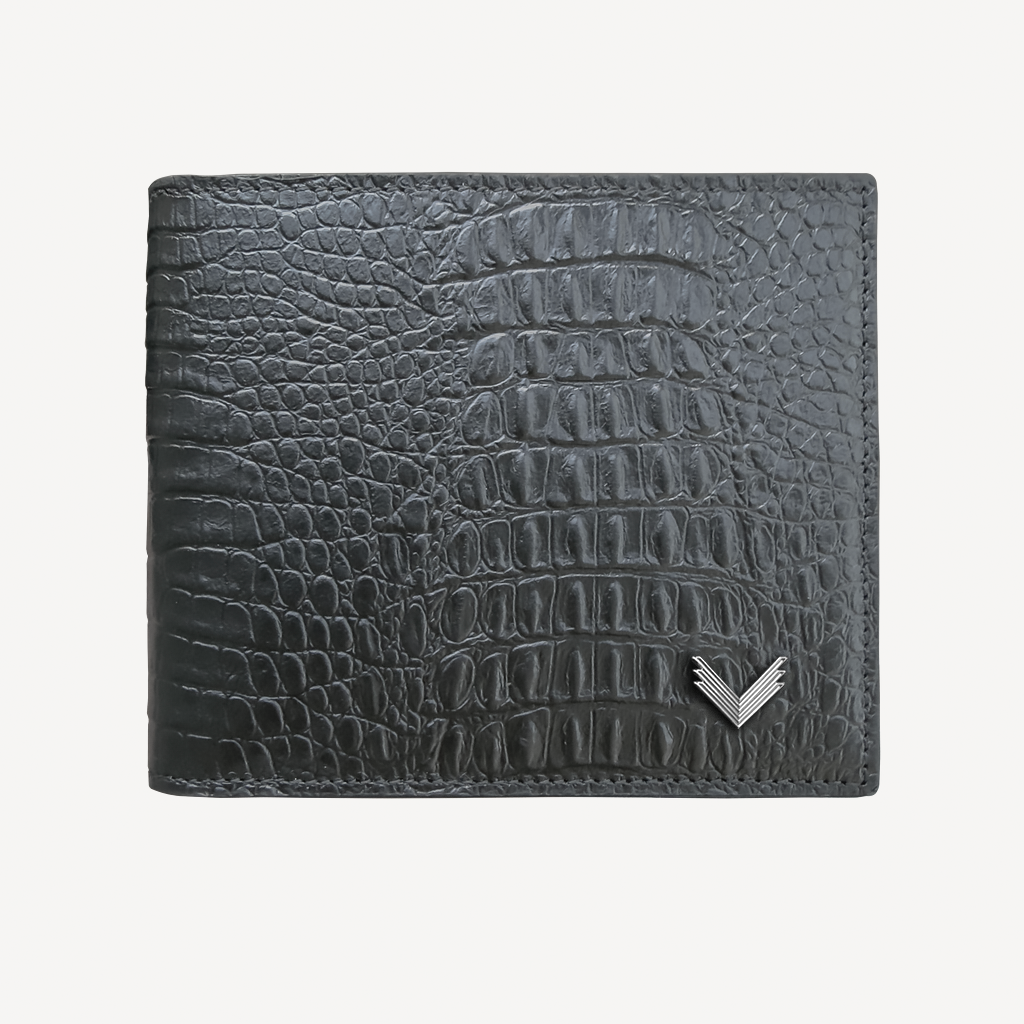 Classic Wallet, Calf Leather, Alligator Texture