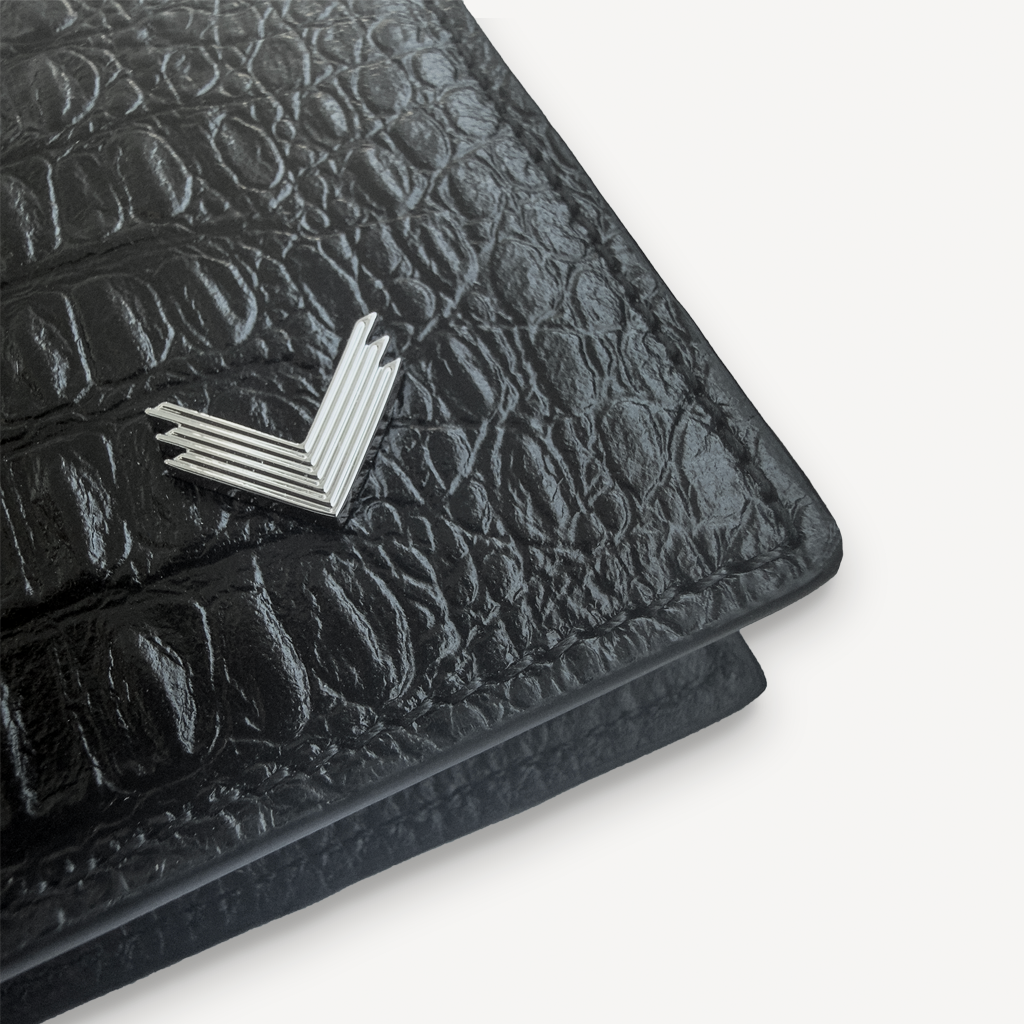 Classic Wallet, Calf Leather, Alligator Texture