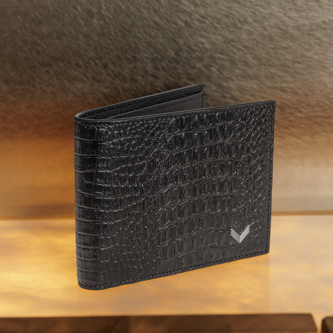 Classic Wallet, Calf Leather, Alligator Texture