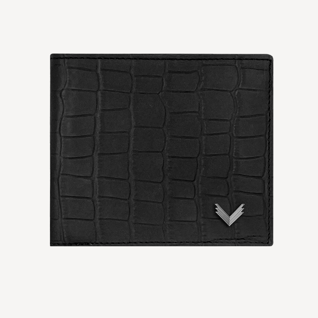 Classic Wallet, Calf Leather, Crocodile Texture