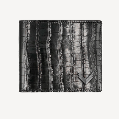 Classic Wallet, Calf Leather, Crocodile Texture