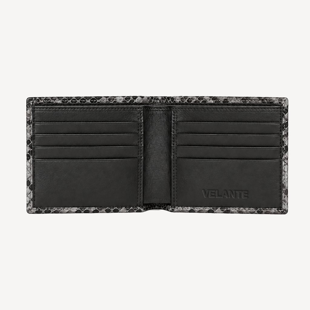 Classic Wallet with Interior Edge, Python Leather