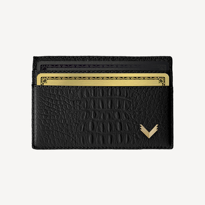 Card Holder, Calf Leather, Alligator Texture