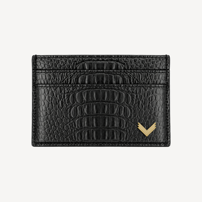 Card Holder, Calf Leather, Alligator Texture