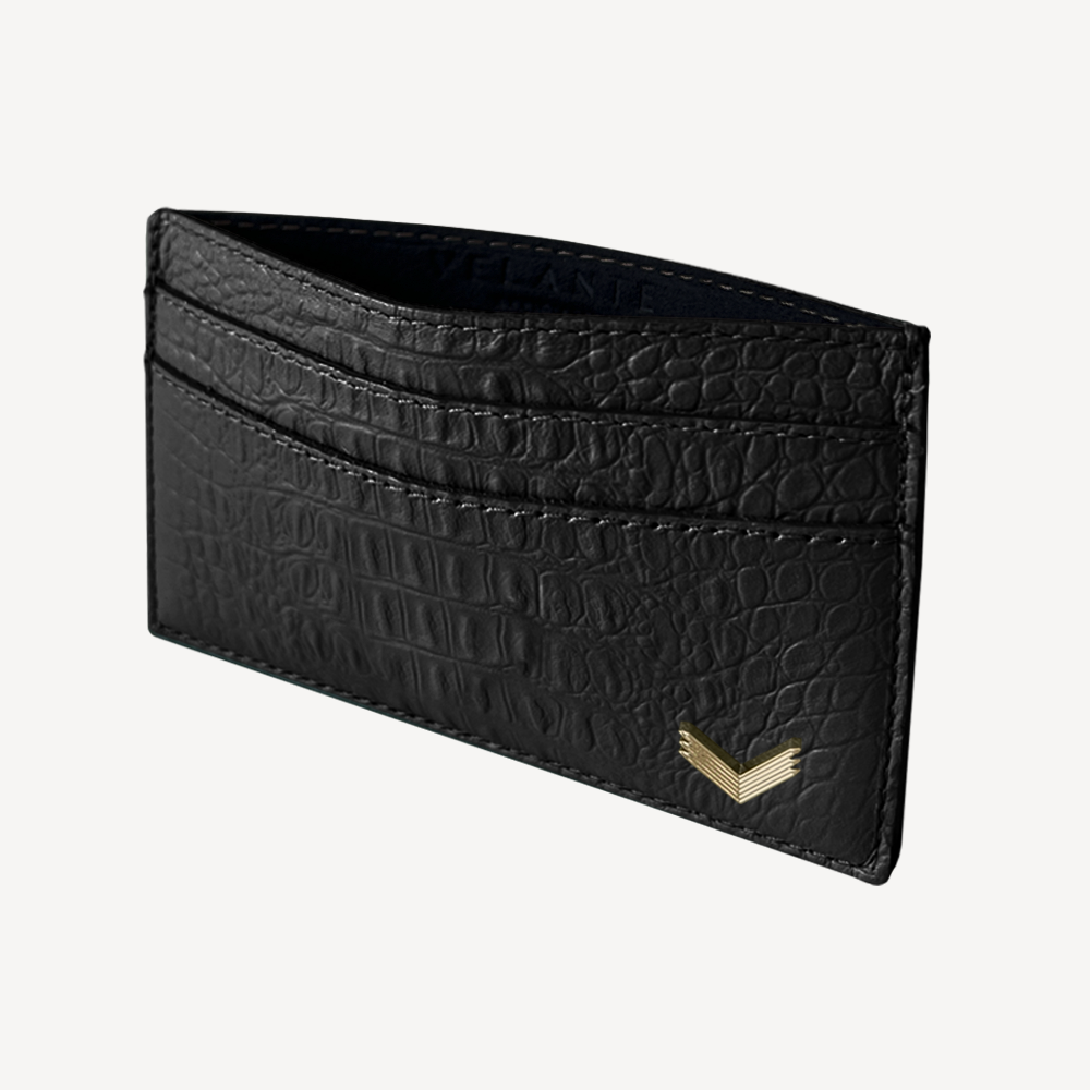 Card Holder, Calf Leather, Alligator Texture