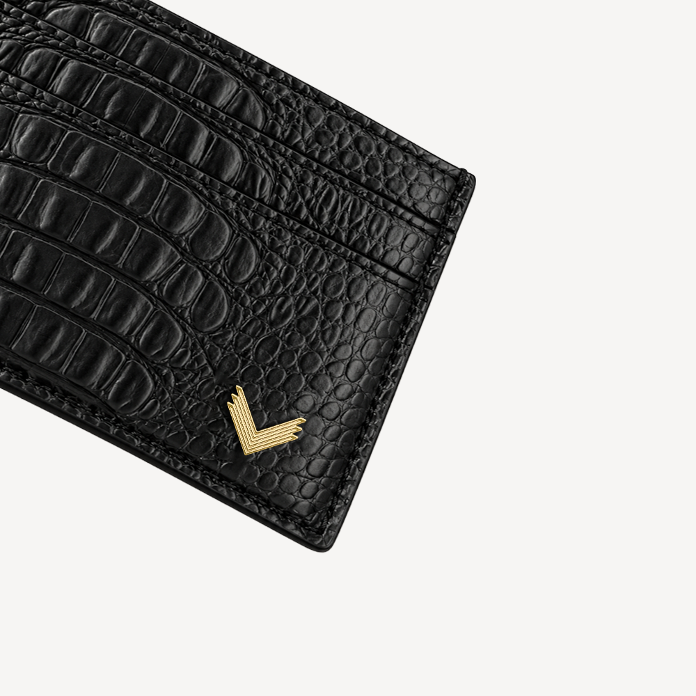 Card Holder, Calf Leather, Alligator Texture