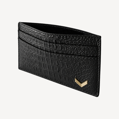 Card Holder, Calf Leather, Alligator Texture