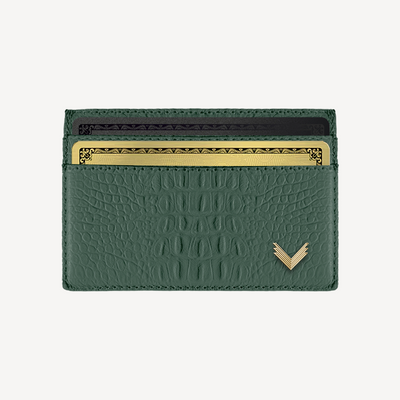Card Holder, Calf Leather, Alligator Texture
