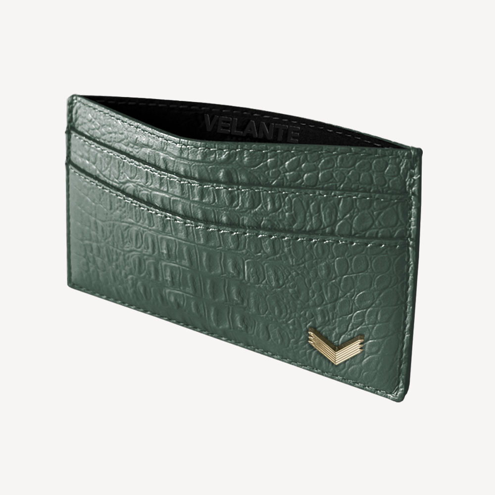 Card Holder, Calf Leather, Alligator Texture