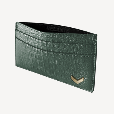 Card Holder, Calf Leather, Alligator Texture