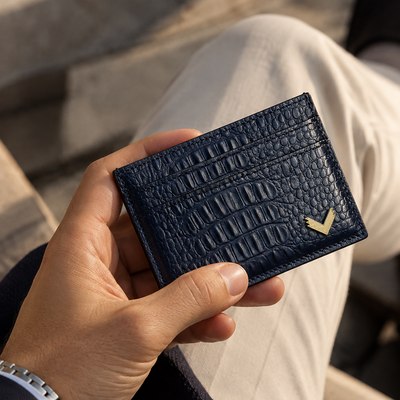 Card Holder, Calf Leather, Alligator Texture