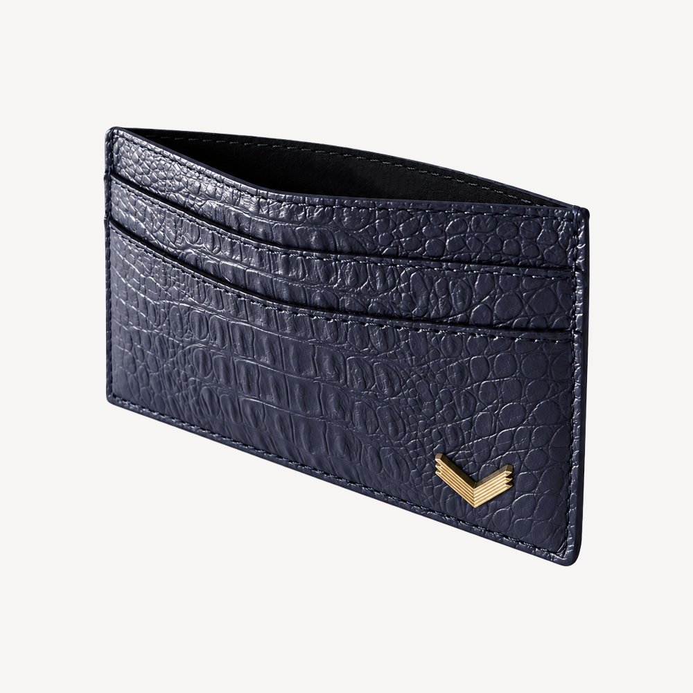 Card Holder, Calf Leather, Alligator Texture