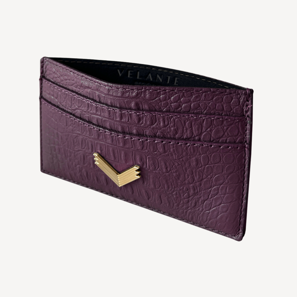 Card Holder, Calf Leather, Alligator Texture