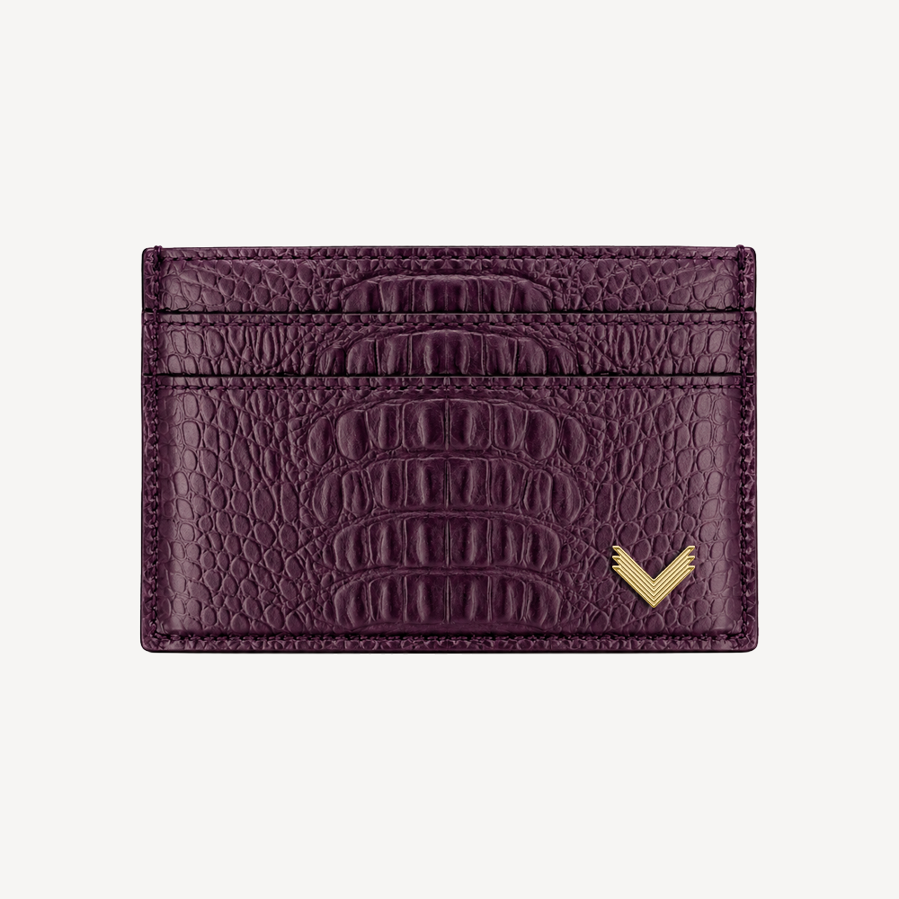 Card Holder, Calf Leather, Alligator Texture