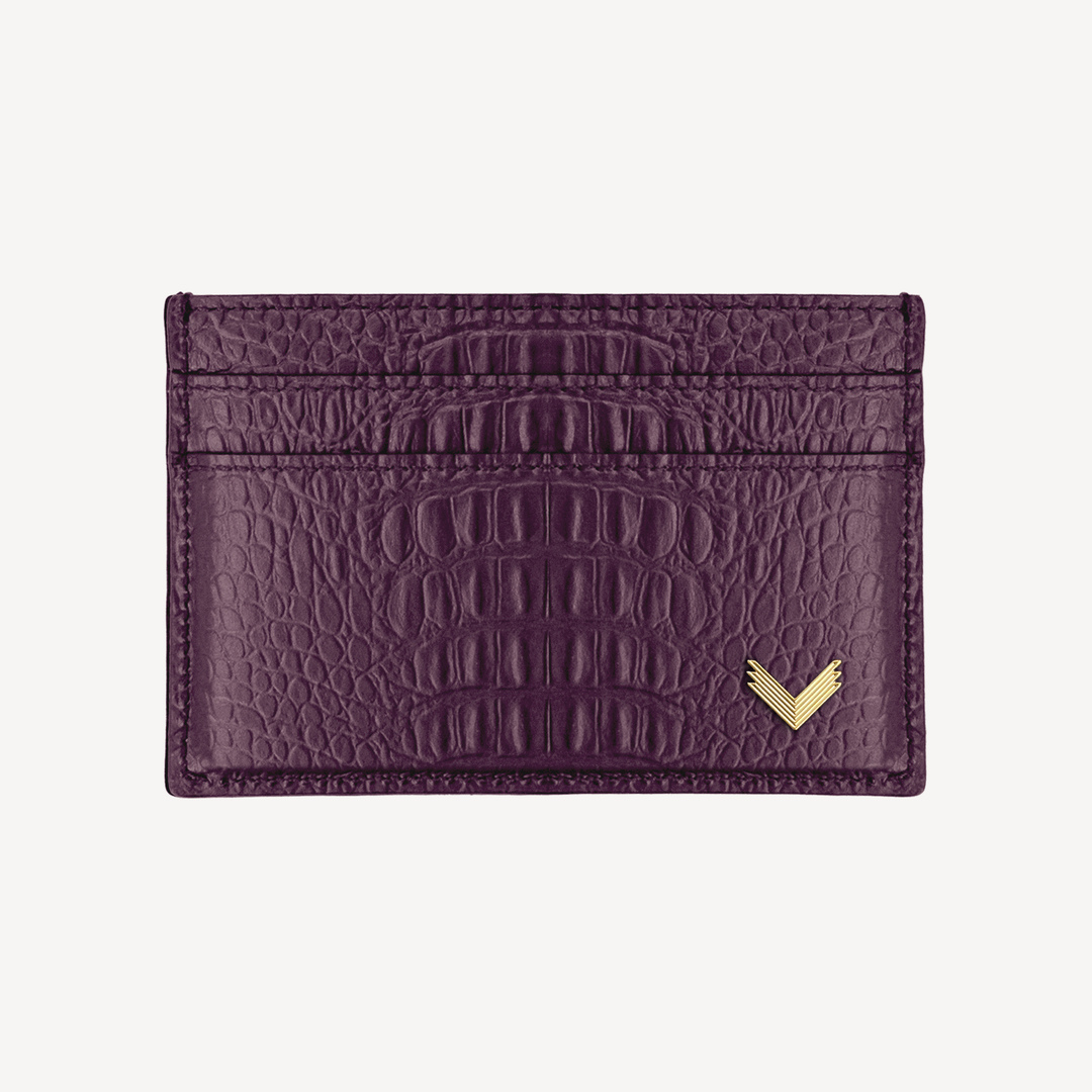 Card Holder, Calf Leather, Alligator Texture
