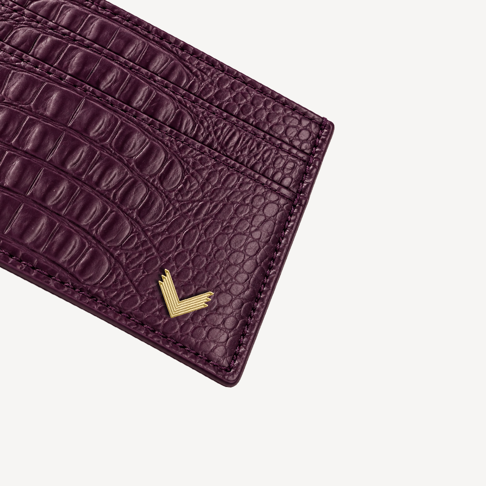 Card Holder, Calf Leather, Alligator Texture