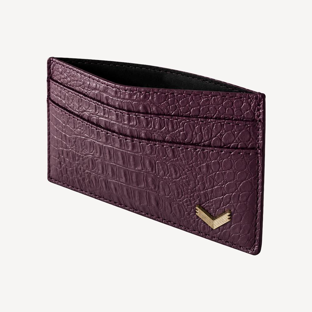 Card Holder, Calf Leather, Alligator Texture