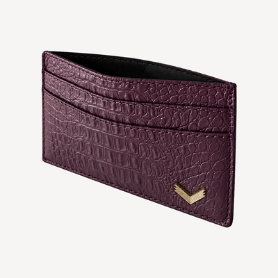 Card Holder, Calf Leather, Alligator Texture
