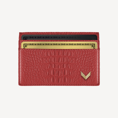 Card Holder, Calf Leather, Alligator Texture