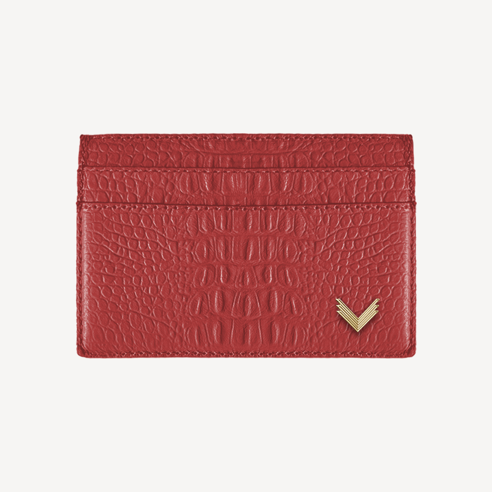 Card Holder, Calf Leather, Alligator Texture