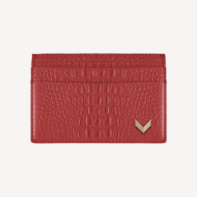 Card Holder, Calf Leather, Alligator Texture