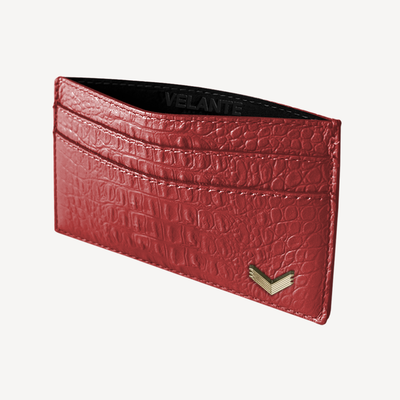 Card Holder, Calf Leather, Alligator Texture