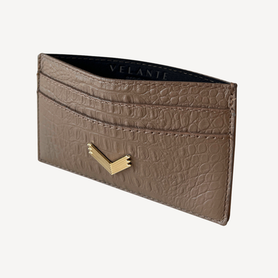 Card Holder, Calf Leather, Alligator Texture