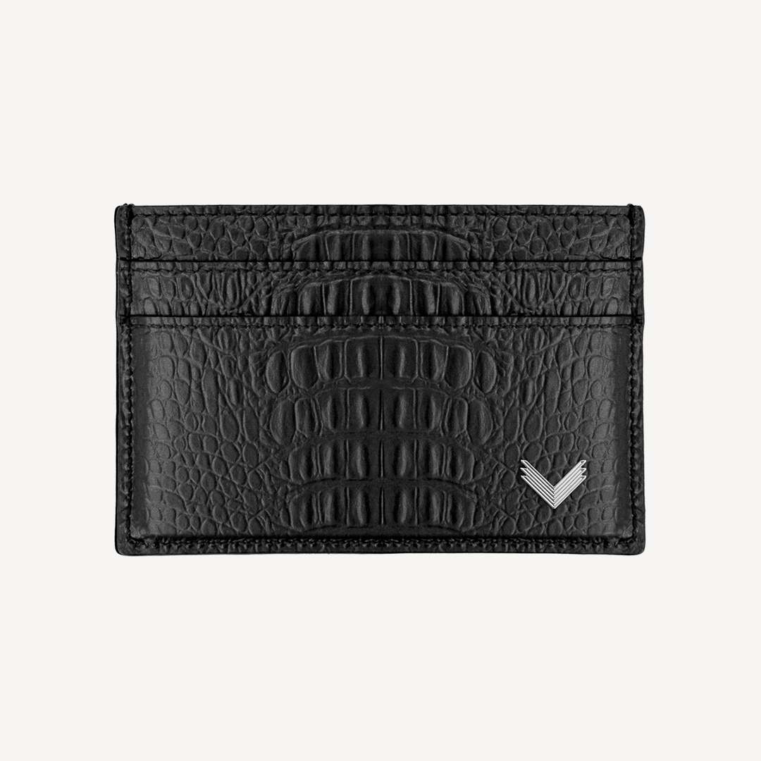 Card Holder, Calf Leather, Alligator Texture