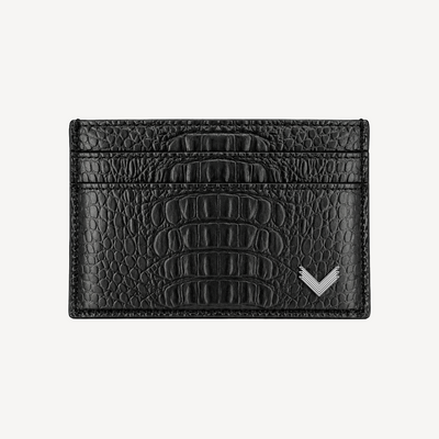Card Holder, Calf Leather, Alligator Texture