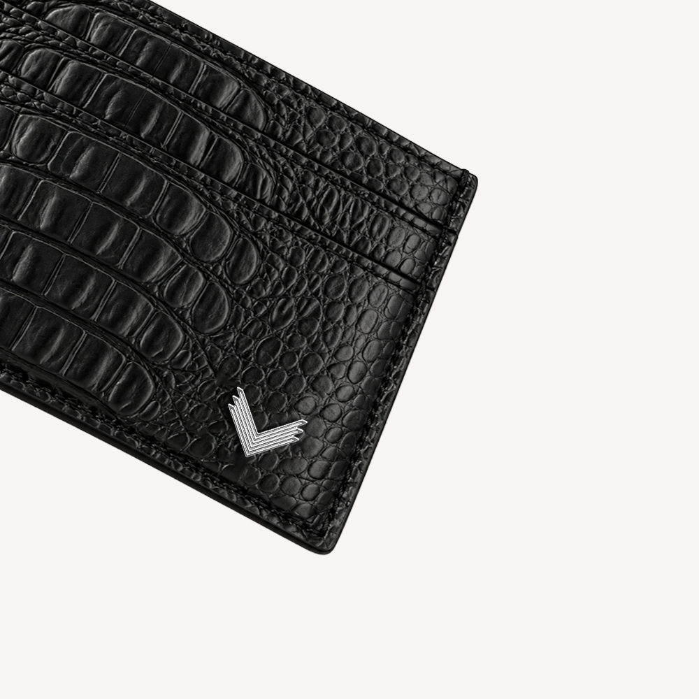 Card Holder, Calf Leather, Alligator Texture