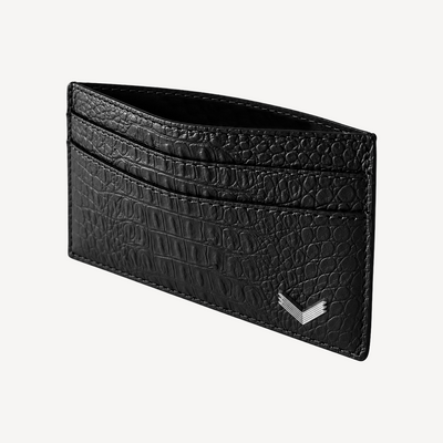 Card Holder, Calf Leather, Alligator Texture