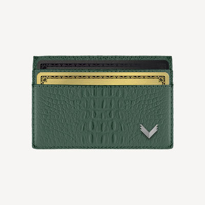 Card Holder, Calf Leather, Alligator Texture