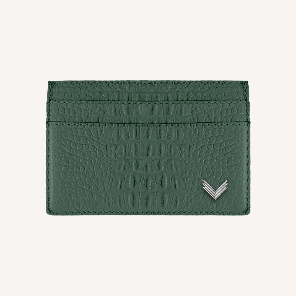 Card Holder, Calf Leather, Alligator Texture