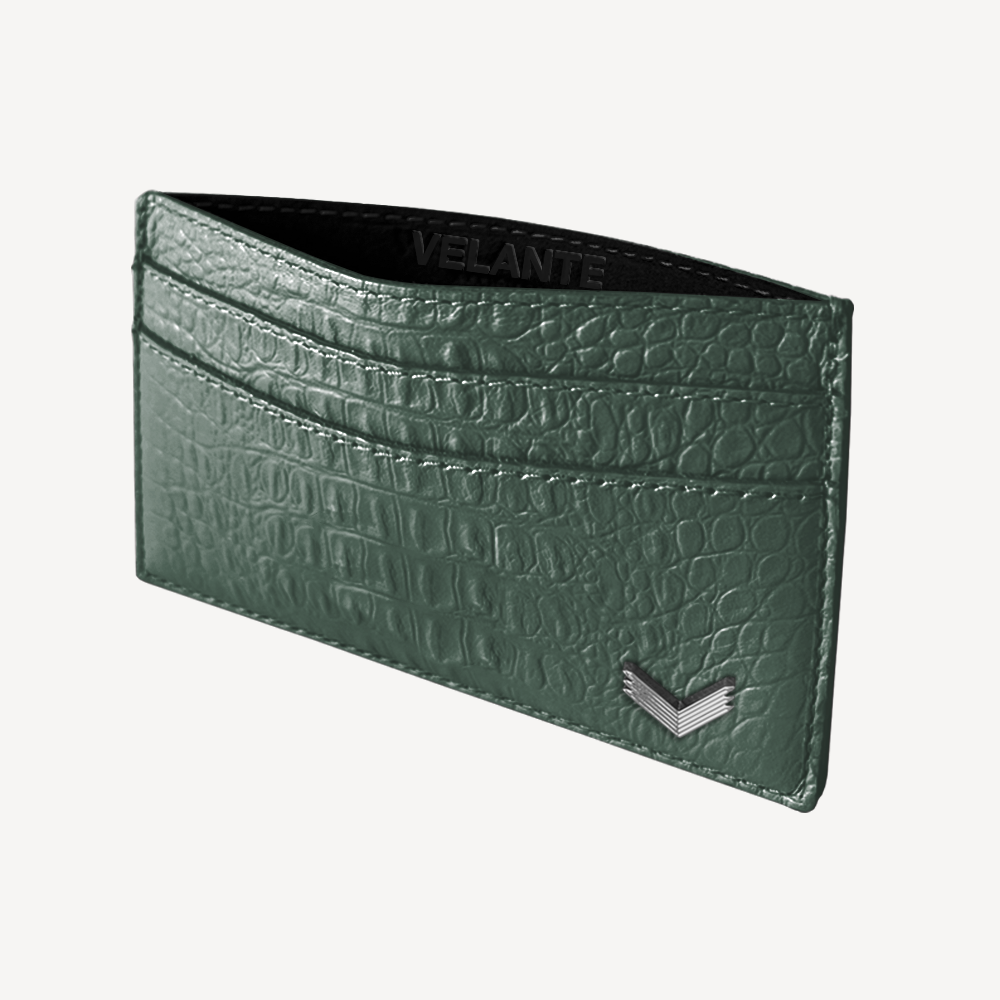 Card Holder, Calf Leather, Alligator Texture