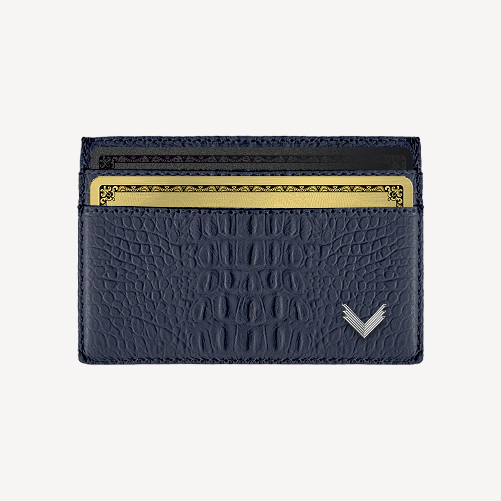 Card Holder, Calf Leather, Alligator Texture
