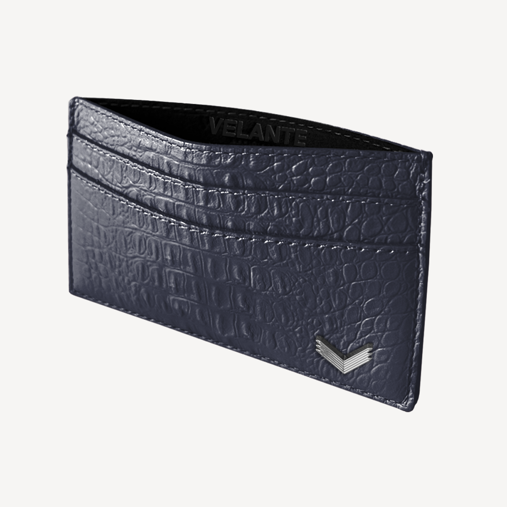 Card Holder, Calf Leather, Alligator Texture