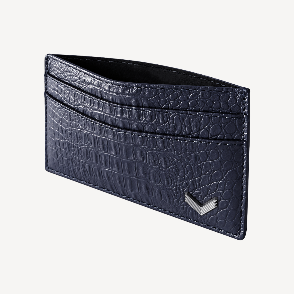 Card Holder, Calf Leather, Alligator Texture