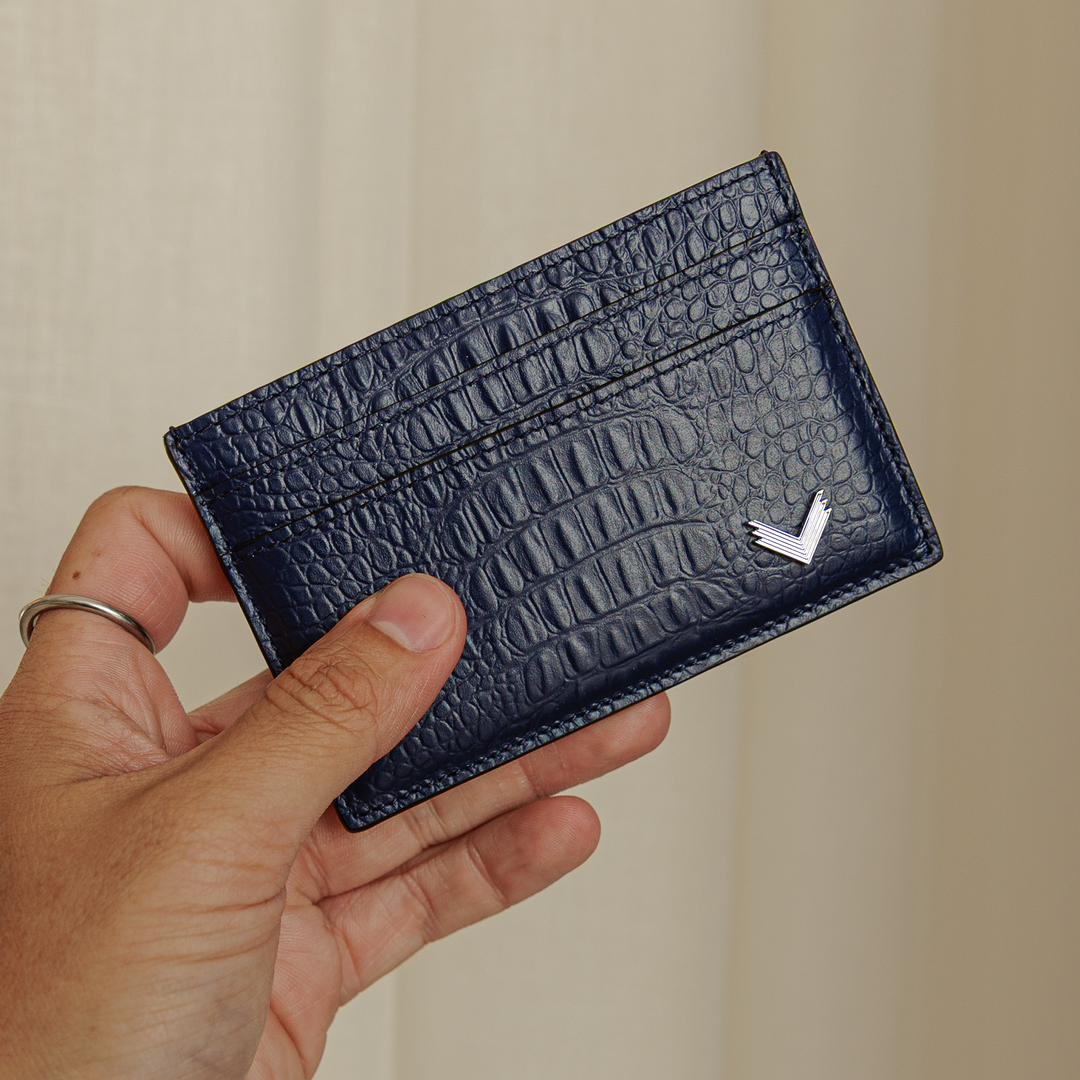 Card Holder, Calf Leather, Alligator Texture