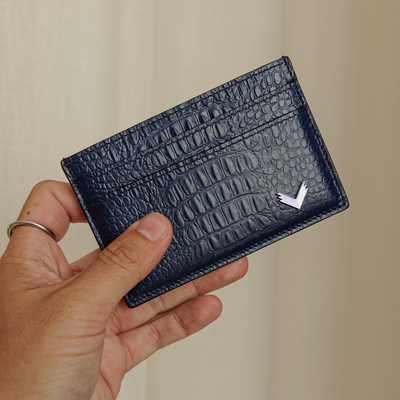 Card Holder, Calf Leather, Alligator Texture