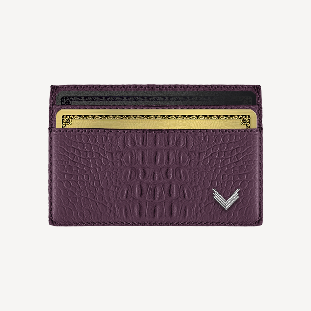 Card Holder, Calf Leather, Alligator Texture