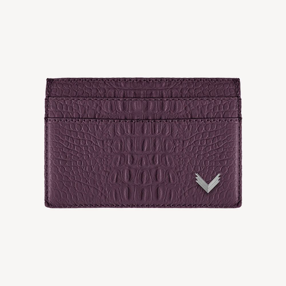 Card Holder, Calf Leather, Alligator Texture