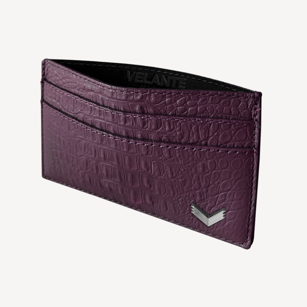 Card Holder, Calf Leather, Alligator Texture