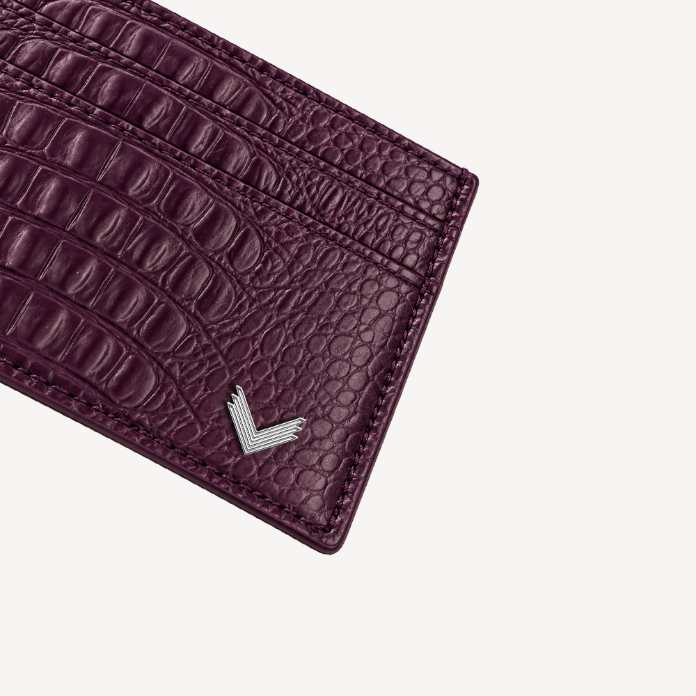 Card Holder, Calf Leather, Alligator Texture