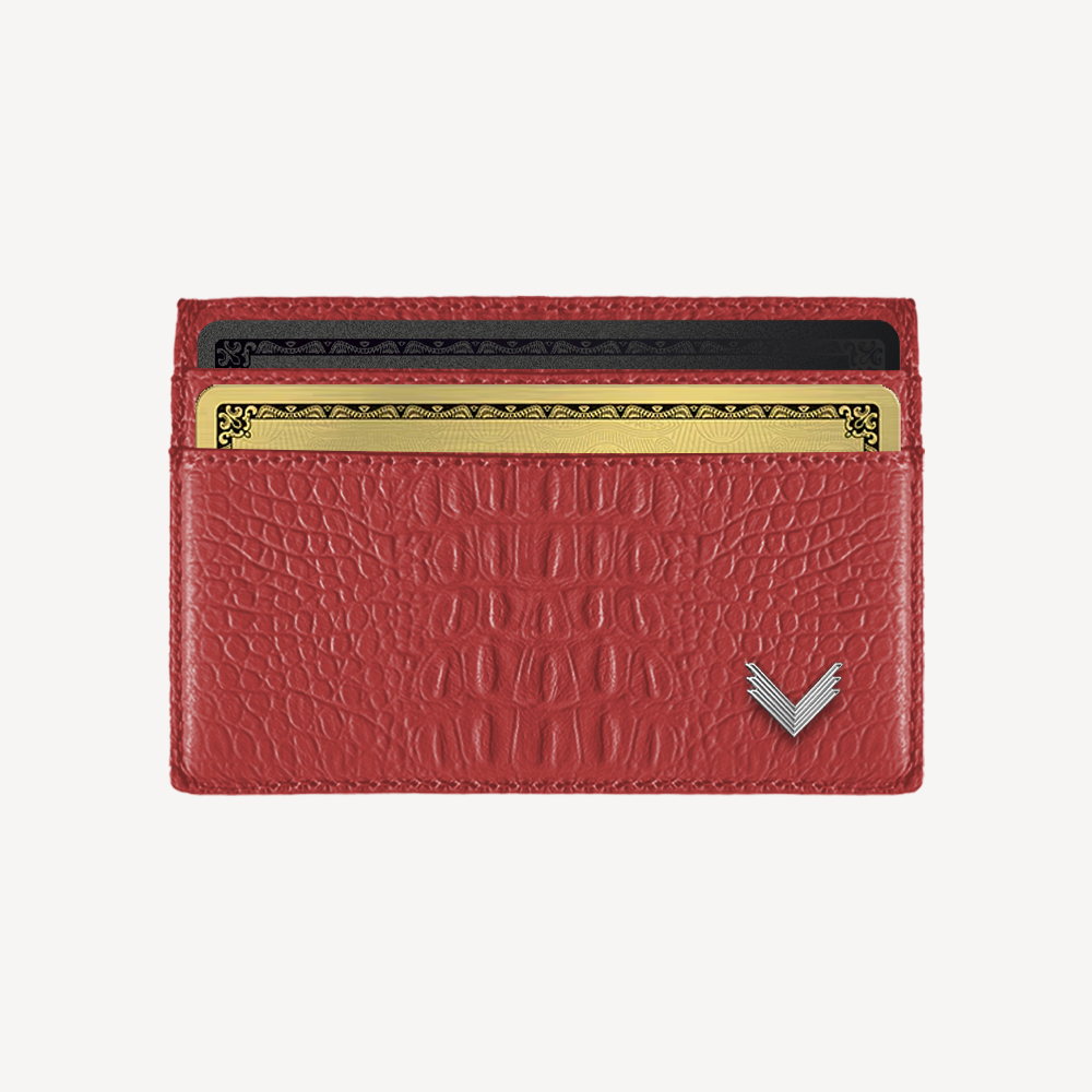 Card Holder, Calf Leather, Alligator Texture