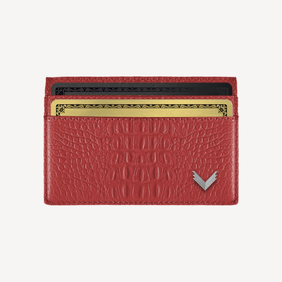Card Holder, Calf Leather, Alligator Texture