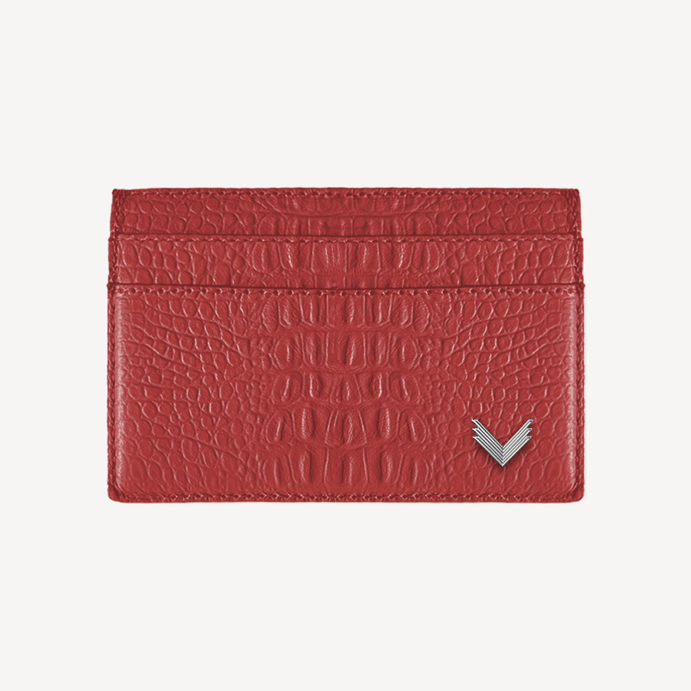 Card Holder, Calf Leather, Alligator Texture