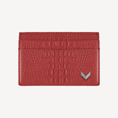 Card Holder, Calf Leather, Alligator Texture
